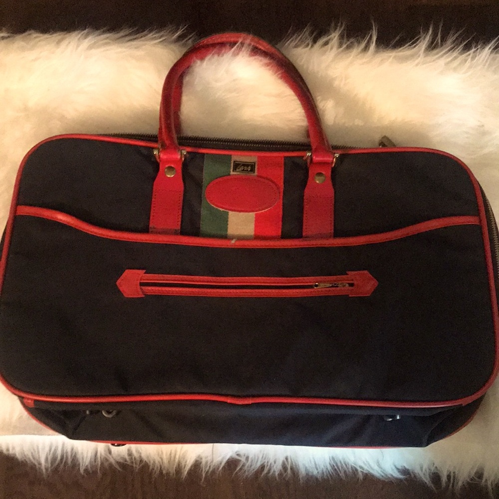 Vintage Italian Lark Black Travel Bag Luggage
